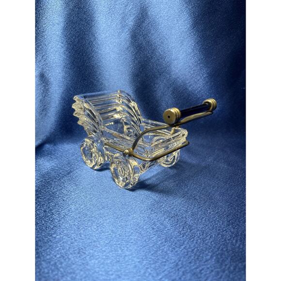 Miniature Kristacolor Leaded Chrystal Baby Buggy Carriage - Picture 2 of 6